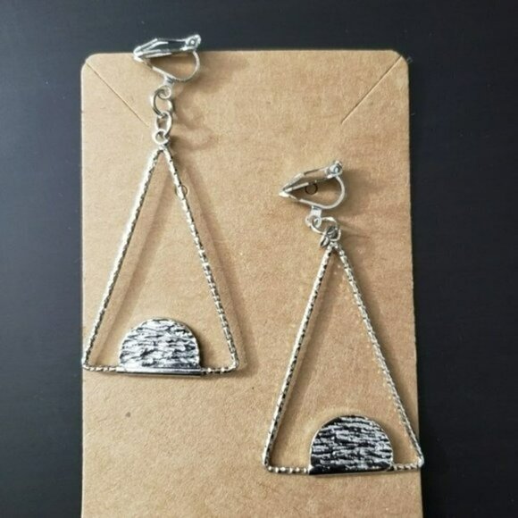 Fashion Jewelry  Silver Drop Triangle Earrings - Picture 5 of 6